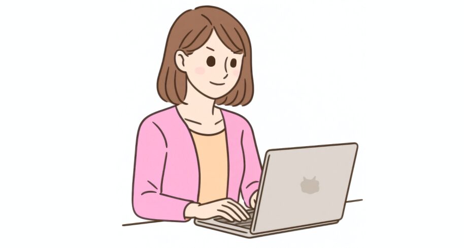 PCを操作する女性