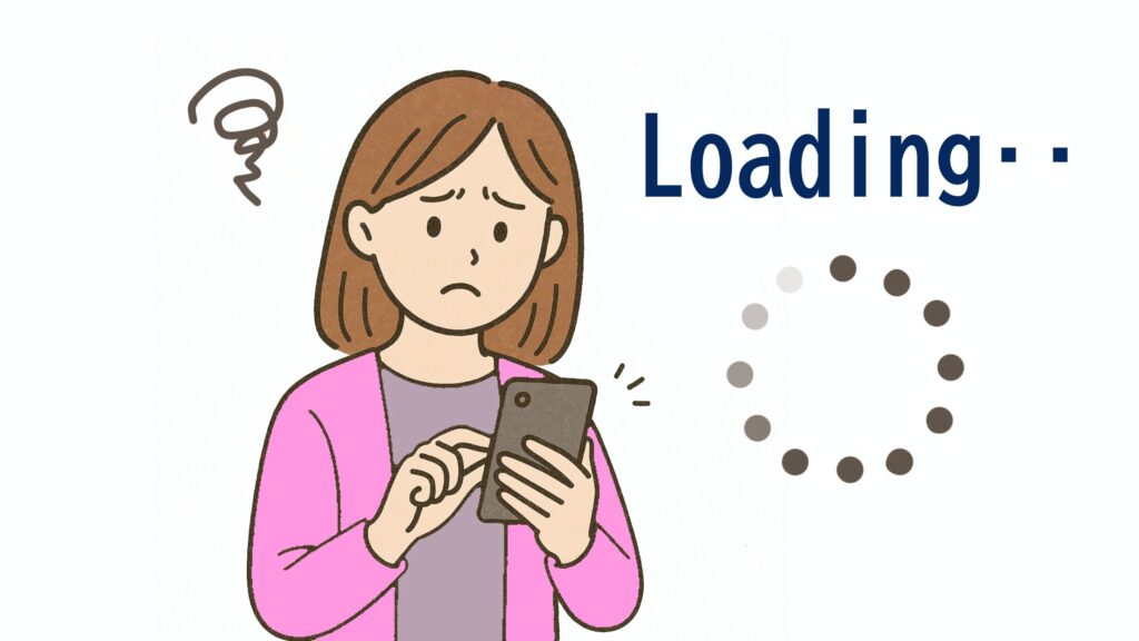 通信速度が遅くてイライラする女性